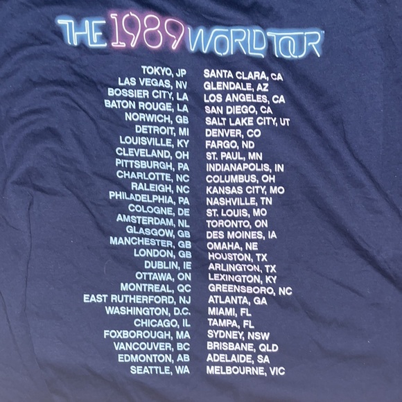 TAYLOR SWIFT 1989 TOUR TSHIRT SIZE 2XL - Picture 3 of 3